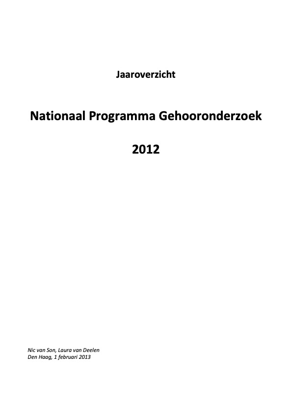 Nationaal Programma Gehooronderzoek jaarrapportage 2012